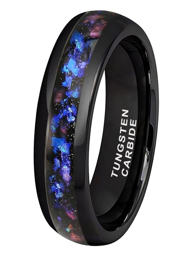 TUTISS 8mm Black Tungsten Rings for Men Women Orion Nebula Opal Galaxy Fragment Inlay Fashion Jewelry Engagement Wedding Promise Band Polished Shiny Comfort Fit Size 10 - Image 1